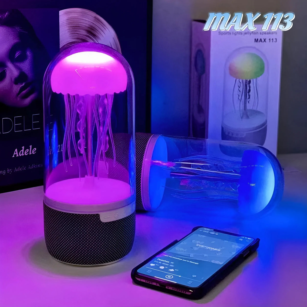 Lámpara medusa con parlante Bluetooth y luces LED de colores
