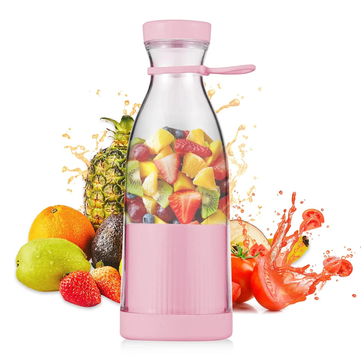Batidora portátil recargable USB en formato botella de 420 ml