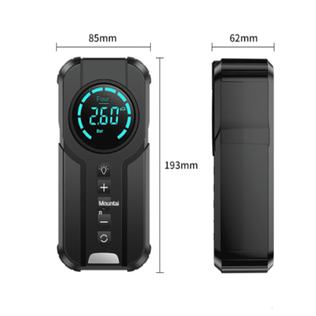 Arrancador de Batería y Compresor de Aire Portátil 4 en 1 con Power Bank y Linterna LED – 150 PSI
