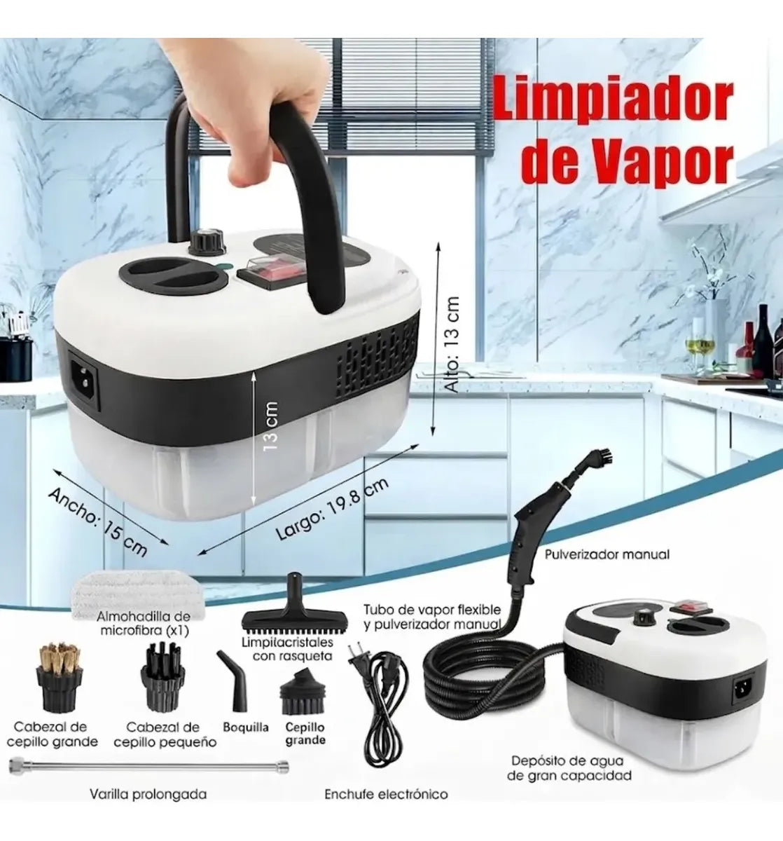 Limpiador a Vapor a Presión 2500W Portátil