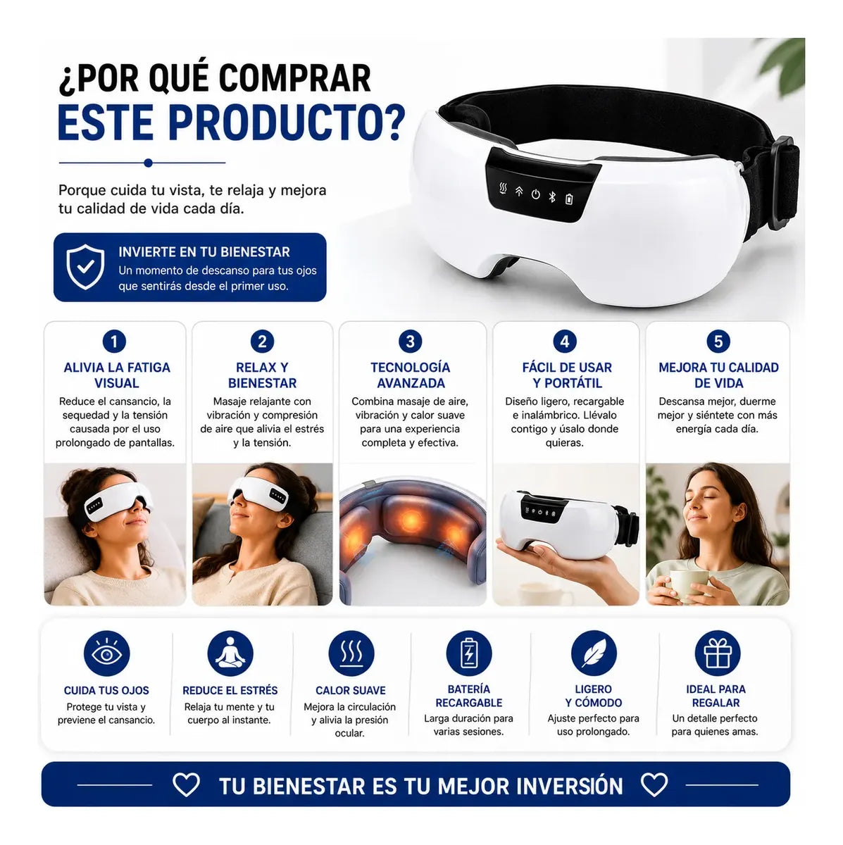 Masajeador Ocular Inteligente Recargable