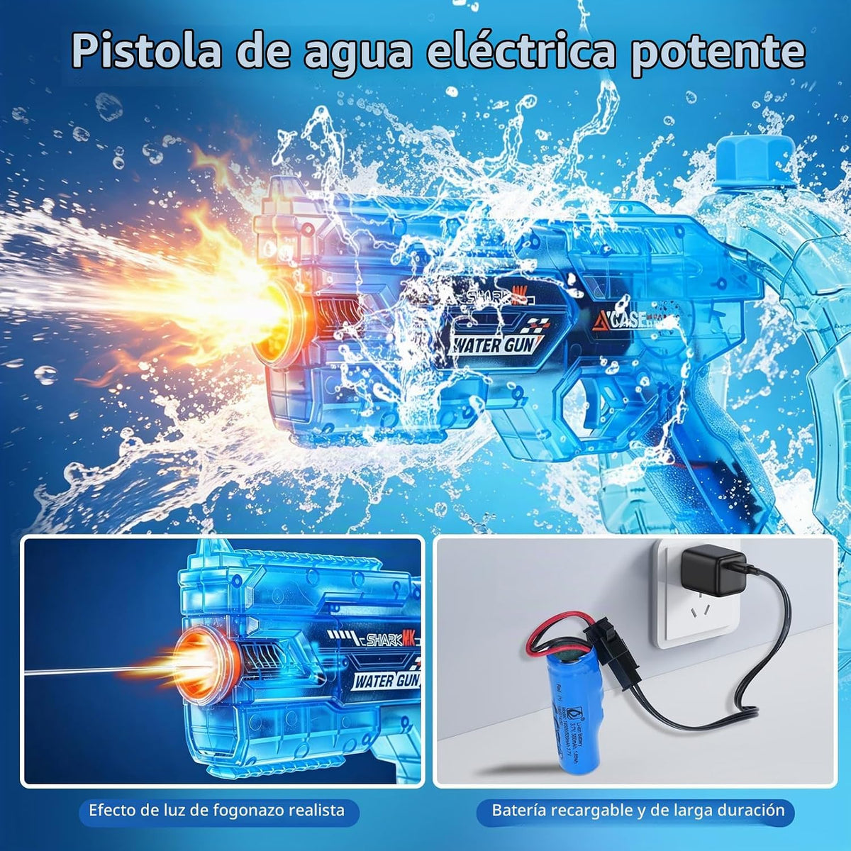 Pistola de Agua Eléctrica Automática con Luces